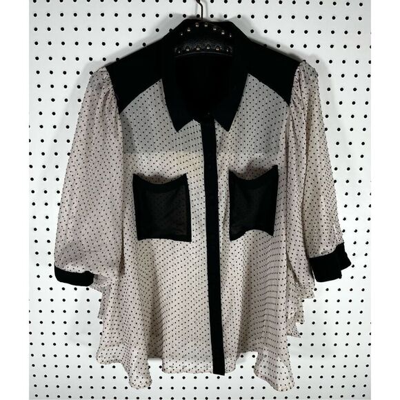 Double Zero polka dot  sheer blouse - Picture 1 of 6